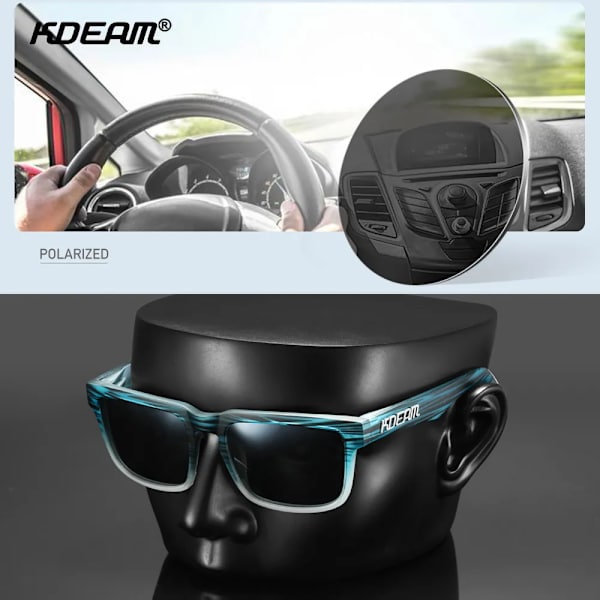 KDEAM 2022 fyrkantiga polariserade solglasögon för män utomhus Livsstilsbeläggning Solglasögon Nya matchande färger med låda C8Mirror Ice Blue