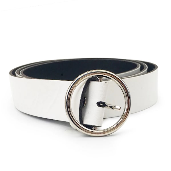 Dammode Stor dubbelring Cirkel Metallspänne Bälte Vild midjeband Dam Breda läderremmar Bälten för fritidsklänning Jeans Style 5 WhiteSilver One Size