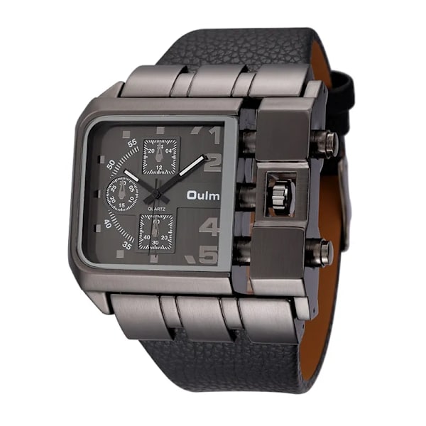 Oulm 3364 Casual Armbandsur Fyrkantig Urtavla Bred rem Herr Quartz Watch Lyx Märke Man Klocka Super Big Herr Klockor montre homme Black