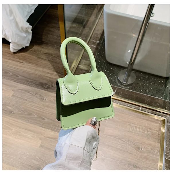 Mini tygväska Krokodilmönster Flip Messenger Crossbody-väska Enkel kvinnlig axelväska Liten fyrkantig damhandväska Ny Green-2