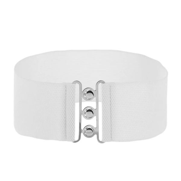 Brett bälte för kvinnor slimmande midjebälte med metallspänne Lyxigt kvinna midjeband högt elastiskt midjebälte för midjedekor White One Size
