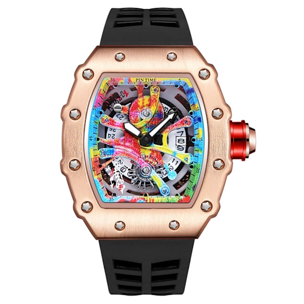 Modern design watch Sport lysande vattentät militärautomatisk watch för man pojkar Silikonrem Tonneau-urtavla QT336-4