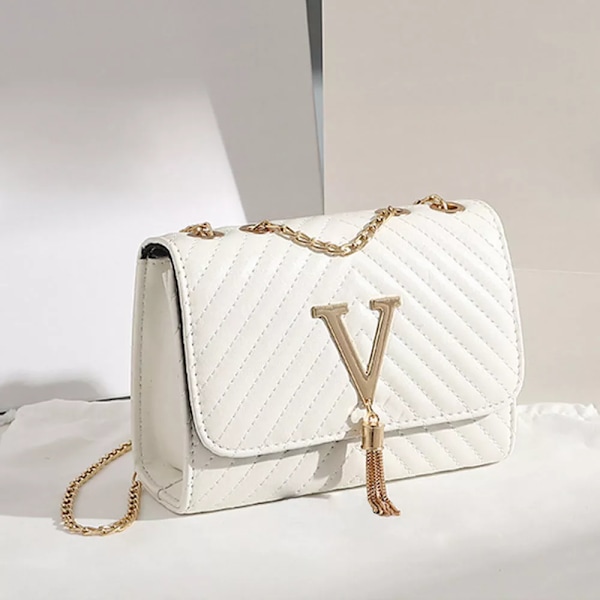 Damväska Trend Lyxmärke Damhandväska Axelväskor Små PU-läder Crossbody Paljetter Causal Plånbok Damväskor White 18.5cmX7.5cmX13.5m