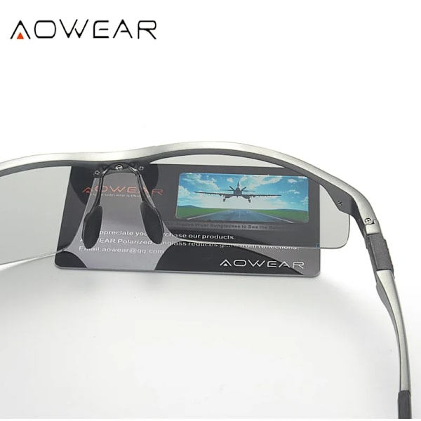 AOWEAR Photochromic Solglasögon Män Polariserade Day Night Driving Glasögon Högkvalitativa aluminium bågar kameleontglasögon Gafas C1 Silver Original