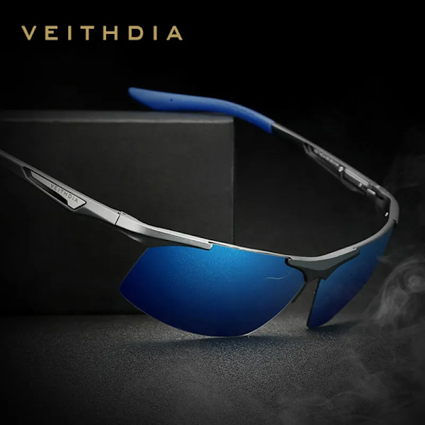 VEITHDIA Aluminium Solglasögon för män Polariserad UV400-lins Spegelglasögon för män Sport Cykling Utomhusglasögon Tillbehör 6562 Gray Original Package