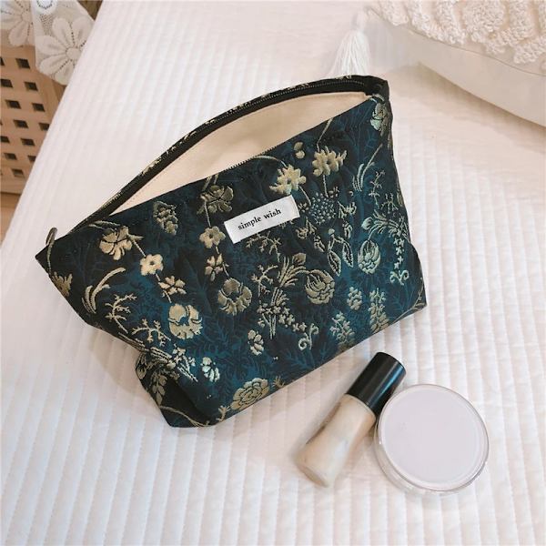 Canvastyg Damkosmetikväska Dam Clutch Nytt blommiga sminkväskor Rese sanitetsbinda Organizer Förvaringspåse T