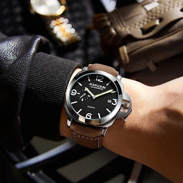 Lyx Toppmärke Watch Herr Vattentät Kvartsbrunt Läder Militär Armbandsur Herr Arméklocka Man watch hombre hodinky Style C- 2
