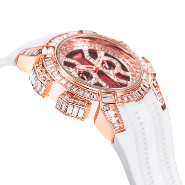 Moissanite Diamond Jacob&Co Mode Watch för män Ny watch Herr Hip Hop Lyx 18K guld Chrono vit gummiröd watch V318-GW