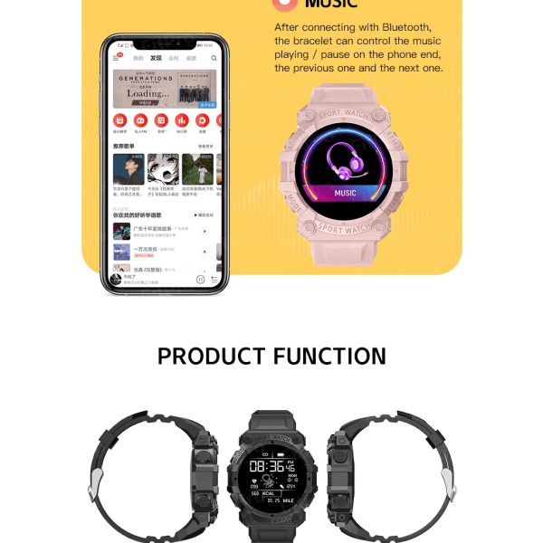 NY FD68S Smart Watch Men Chils Bluetooth Smartwatch IP68 Touchscreen Fitness Armband Sport Fitness Smart Band för IOS Android Black