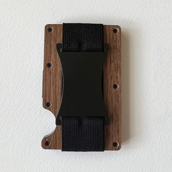 Slimma plånböcker för män Smart Minimalistisk Tunn Plånbok Hane Metall Kolfiber Aluminium RFID Lyx Designer Korthållare 2022 Handväska wood coffee