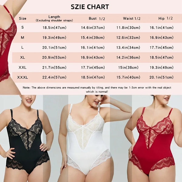 Shapewear Body Slimming Body Shaper Fajas Shapewear Spets Sculpting Body för kvinnor V-ringad Camisole Underkläder Öppen gren White M