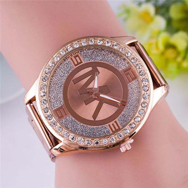 Mode Lyx TVK Märke Watch Guld Rostfritt stål Vattentät Diamond Digital Quartz Klockor För Kvinnor Montre Present Rose