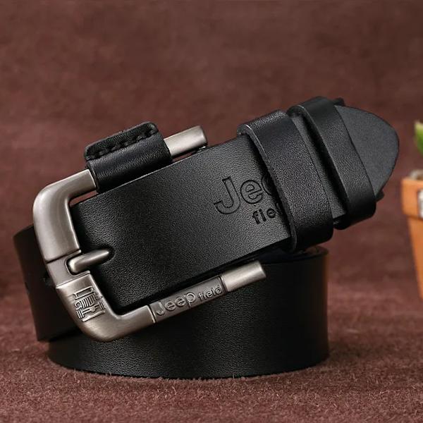 Lyxmärke Designer Bälte Herr Mode Äkta Läder Midjerem Legering Nål Spänne Herrbälte Cummerbunds Ceinture Homme 2022 JEEPFDP-Black 120cm