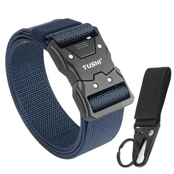 VATLTY 2022 Snabbtorkande taktiskt bälte män Hårdlegering Snabbspänne 1200D Mjuk nylon Army Bälte Hane Militär utrustning Navy blue set(.1113) 125cm(adjustable)(.1113)