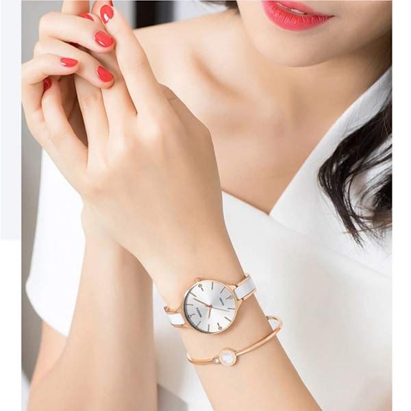 NIBOSI relógio feminino Nytt modemärke Watch Lyx Quartz Dam keramisk watch Klockor Vattentäta klockor för kvinnor white