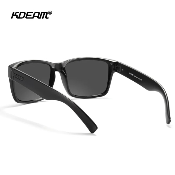 KDEAM 2021 New All Black Square Polarized Solglasögon Herr Flat Top Designer Polaroidglasögon Tillbehör ingår CE C16 mirrored blue