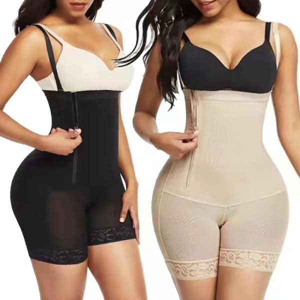 Queenral Kvinnor High Waist Trainer Kroppsformare Magkontroll Korsett Slimming Slida Platt maggördel Butt Lifter Body XS-6XL Beige XXL