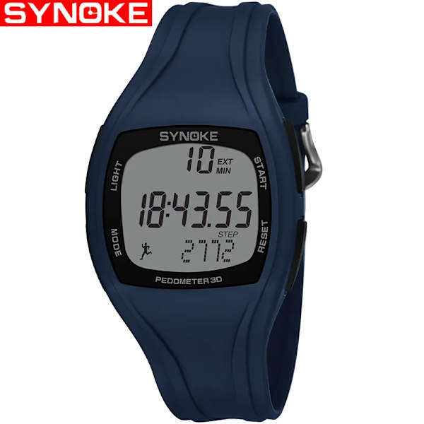 SYNOKE Digital Watch Herr Silikonrem Led Elektronisk Display Lysande Multifunktion Armbandsur Military Reloj Hombre Navy blue