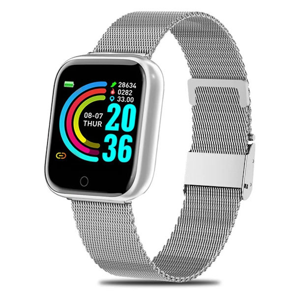 I5 Kvinna Herr Smart Watch Smartwatch Sport Smart Watch Herrklockor Kvinnor Connected Watch Fitness Armband Tracker Puls White(Steel Strap)