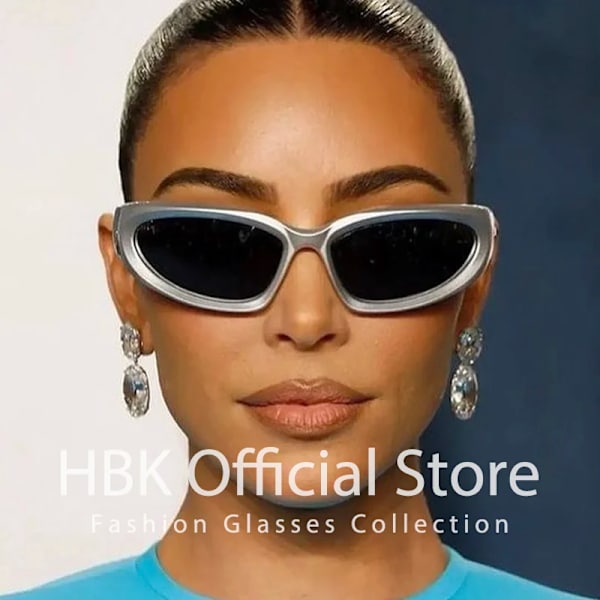 HBK Trend Steampunk Solglasögon Goggle Kvinnor Män Mode Solglasögon Punk Glasögon Kvinnlig Y2K Rosa Spegelglasögon Glasögon UV400 C7 Silver Mirror As Photos Showing