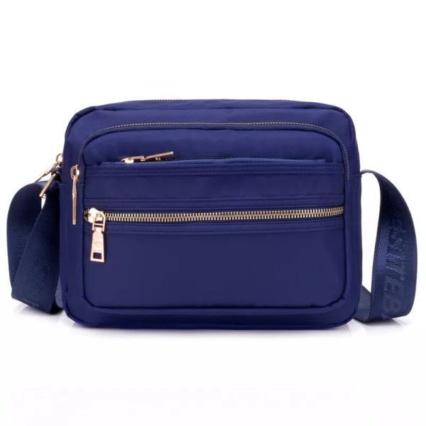 Dammode Enfärgad dragkedja Vattentät Nylon Axelväska Kvinnlig Crossbody-väska Dam Bolsa Vattentät reseväska Blue