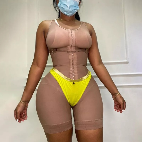 Kvinnor Full Body Shapewear Magkontroll Fajas Skims Justerbar krok och öga Frontstängning Efter fettsugning BBL Post Op Surgery Purple L