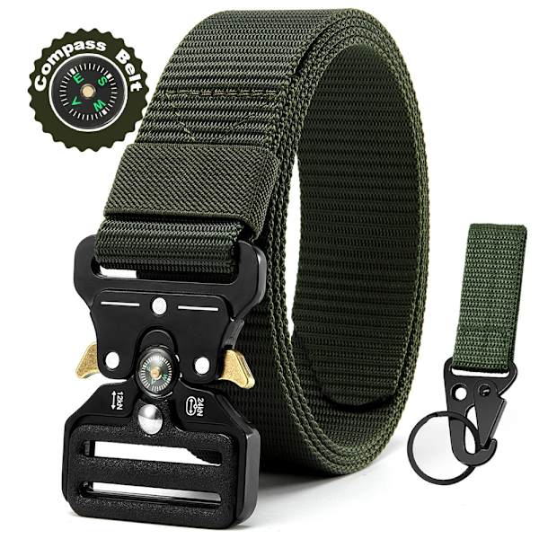 Herrbälte Army Utomhus Jakt Kompass Taktisk Multi Combat Survival Marine Corps Canvas För Nylon Man Lyxbälten ZNZYD-GR-A 125cm