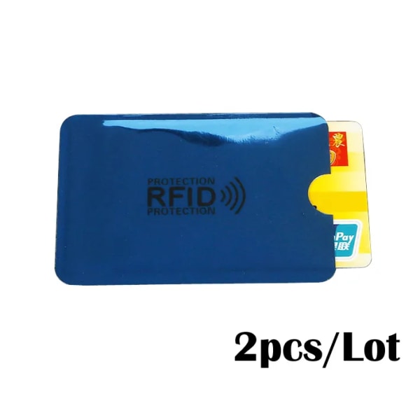 2PC Ny Anti Rfid-läsare i aluminium Blockerande Bank Kreditkortsinnehavare Skydd Ny Rfid-kortläsare Metall Kreditkortshållare Blue