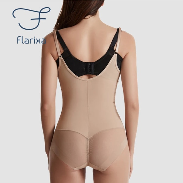 Flarixa Justerbara Shapewear Bodysuits Underkläder Bantning Sexiga Bodys Dam Shapewear Stretch Enfärgad Underkläder Korsett Bodysuit-BEIGE M