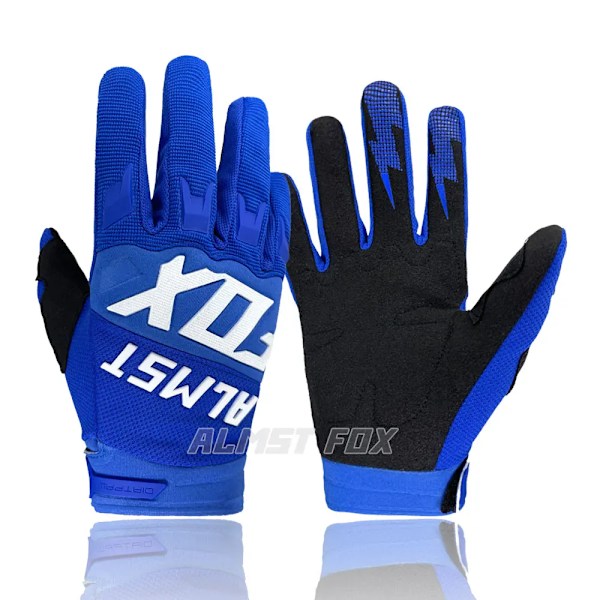 Almst Fox Topp Motorcykel Racehandskar Hel Finger Mountain Road Cykelhandske Herr Dam Mtb Atv Motorcykel Motocross Guantes Blue M