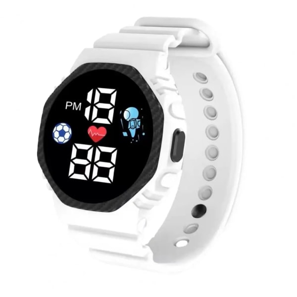 Lätt och stilfull modefotboll LED Digital watch Present Digital watch som är bevisad för dagligt bruk White