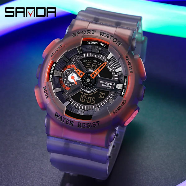 Sanda nya 3029 watch lysande modepersonlighet Electronic Watch watch Shell Man Watch green