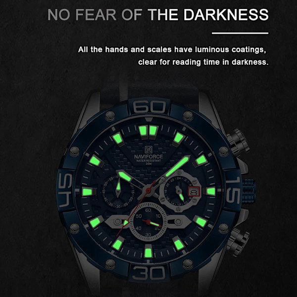 Top Lyx NAVIFORCE klockor för män Mode Sport Kronograf Quartz Armbandsur Man Militär Läderrem Vattentät klocka SB BOX