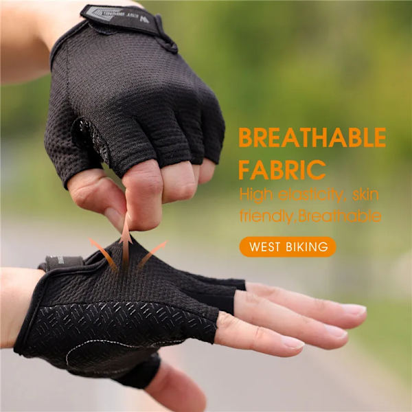 WEST BIKING Half Finger Cykelhandskar Antislip Motorcykel MTB Road Bike Handskar Män Sport Fitness Cykel Fingerlösa handskar Blue XXL