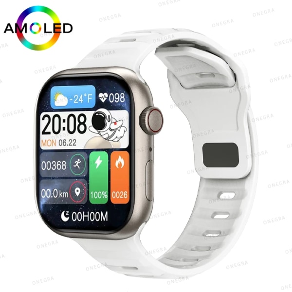 Ny HK9 Pro MAX Smart Watch Men Series 9 2,02 Inch High Refresh Rtae AMOLED Skärm Kompass IWO Smartwatch Dam För Apple Watch white