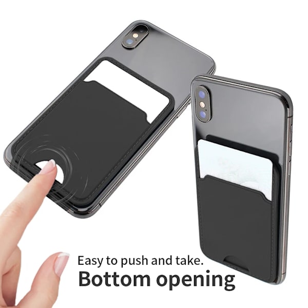 Ny självhäftande typ Cover Apple Mobiltelefon Universal Läder Rfid- cover Korthållare Present Black