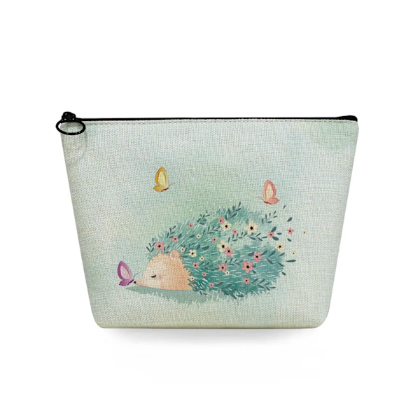 2022 tecknad igelkottsblomma printed kosmetisk väska för kvinnor Harajuku Casual Makeup-väskor Bärbar rese-toalettväska Case sn5716 Hedgehog Bag