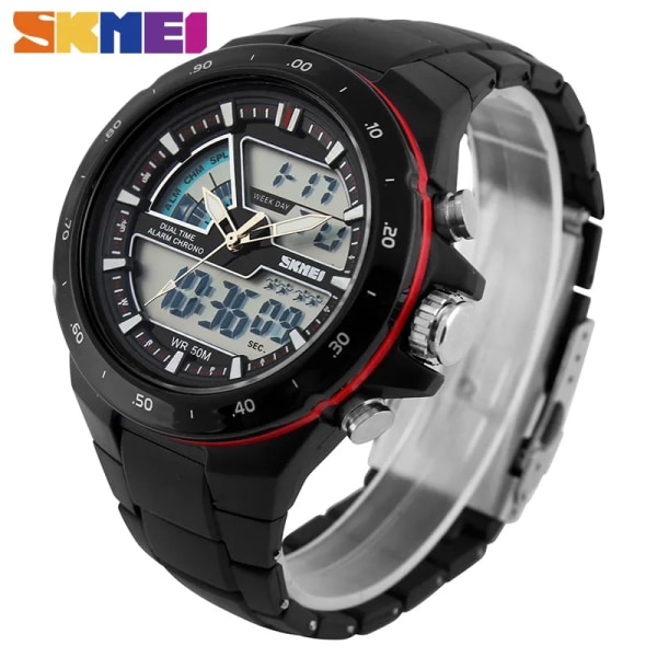 SKMEI Watch Herr Mode Casual Analog Digital Armbandsur Alarm 30M Vattentät Man Military Chrono Calendar Relogio Masculino GoldBlack with box