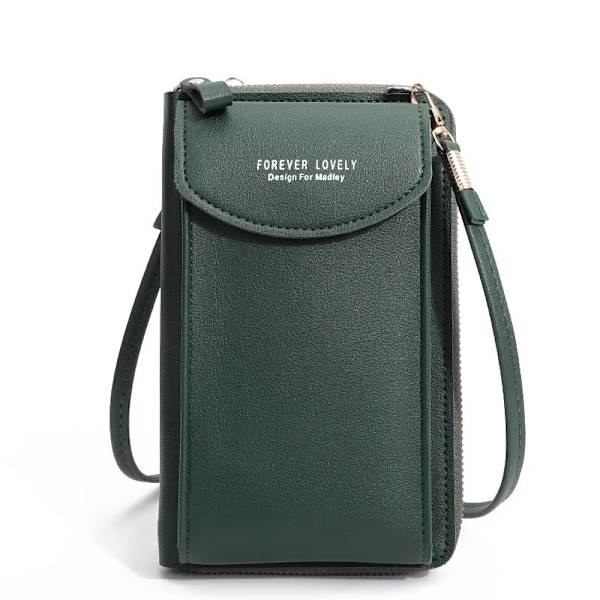 Kvinnor Telefon Crossbody Väska Pu Läder Mini Shoulder Messenger Bag Rese Bärbar myntväska Kortväska Väskor för flickor Plånböcker B Green