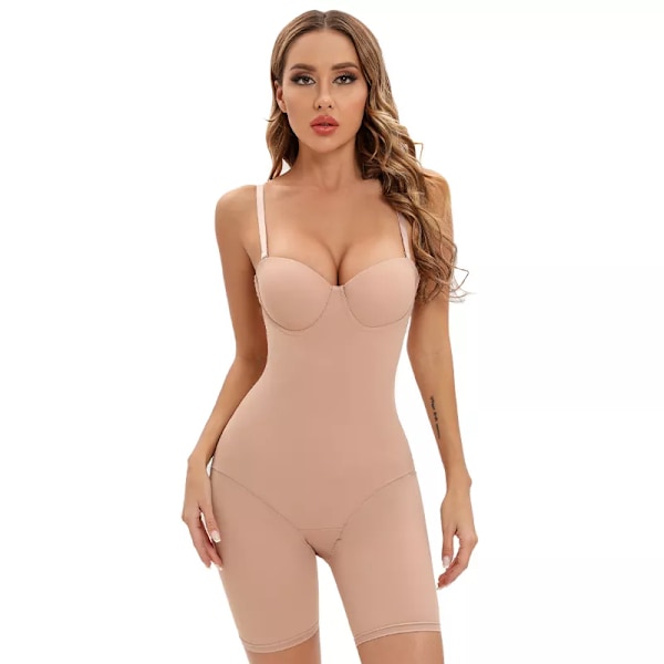 Damer Sexiga bygelbyxor Svart Shapewear Body Sexig Casual Body Shapers Stretch Bodys Naken Jumpsuit Bodys Underkläder Beige M