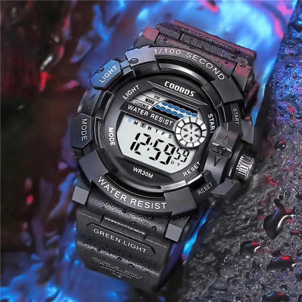 COOBOS Watch för män Big Dial LED digitala armbandsklockor för män Toppmärke Lyxklocka Watch Relogio Masculino Black Gold