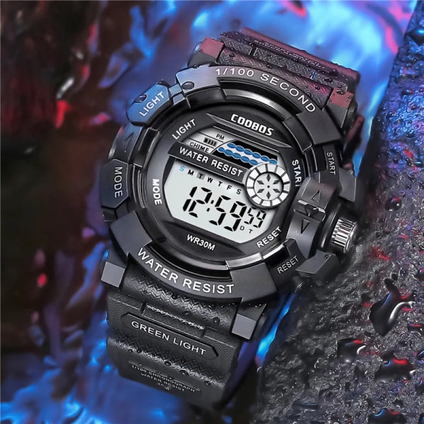 COOBOS Watch för män Big Dial LED digitala armbandsklockor för män Toppmärke Lyxklocka Watch Relogio Masculino Blue 2