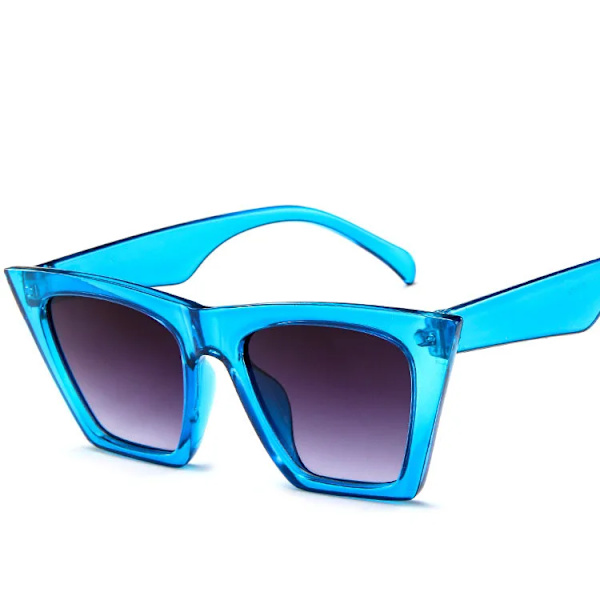 HKNA Mode Cat Eye Solglasögon Dam Gradient Vintage Glasögon Dam/Män Retro Cat Eye Solglasögon Gafas De Sol Mujer UV400 BlueGray Free Cloth
