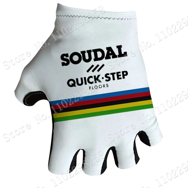 Team Soudal Quick Step 2023 Cykelhandskar Herr Cykel Gel Half Finger Handskar Ett par Storlek M-XL Guante Ciclismo Gant cyclisme Type 1 M
