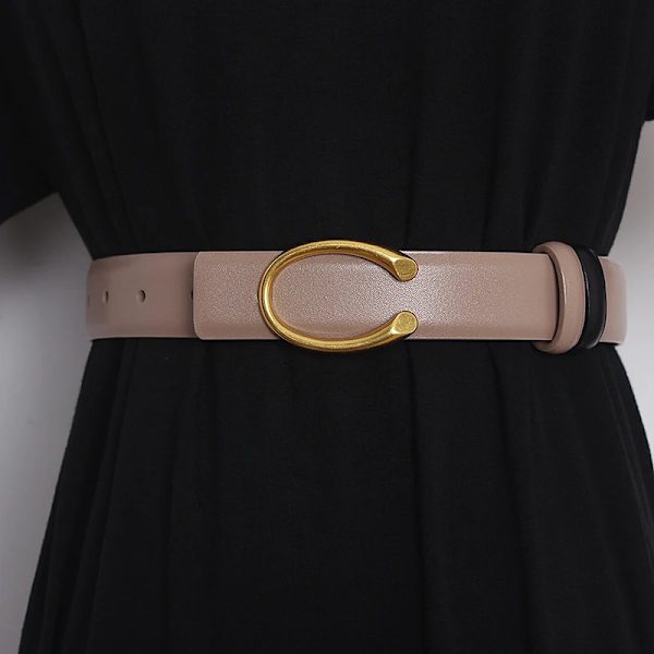 Kvinnors landningsbana, dubbelsidig, äkta läder Cummerbunds Damklänning Korsetter Midjeband Bälten Dekorationsbälte TB2027 B light khaki 2.8cm One Size