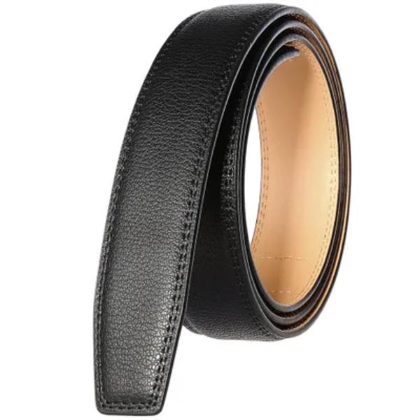 3,0 cm 3,1 cm bredd läderbälte utan spänne Designerbälten män Högkvalitativt läderrem 110-130 cm Black Yellow 115CM