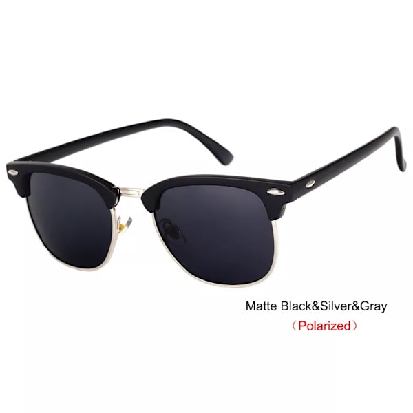 LeonLion Polarized Semi-Rinless Solglasögon Dam/Her Polarized UV400 Classic Brand Designer Retro Oculos De Sol Gafas C2 Mattle Black