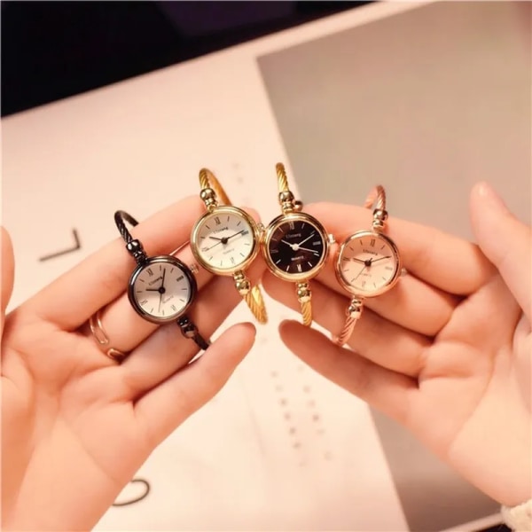 Kvinnors Casual Quartz Läder Band Watch Analog Watch Casual Women Quartz Watches Present rose gold black