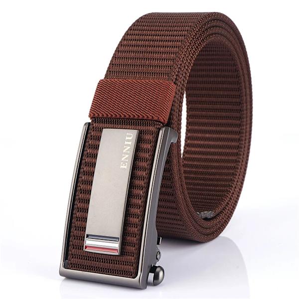 Nytt mode herrbälte Toppkvalitet Bekväma nylon för män Metall Automatiskt spänne Ung Canvas Taktisk designerbälte Coffee Belt B 120cm Adjustable