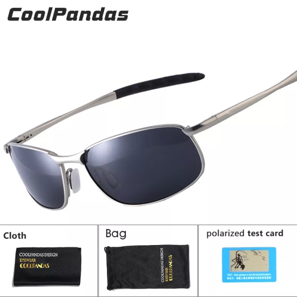 CoolPandas 2022 polariserade solglasögon Herr Märkesdesigner Liten lins Solglasögon Herr Solglasögon för körning gafas oculos de sol UV400 black-black Polarized lens